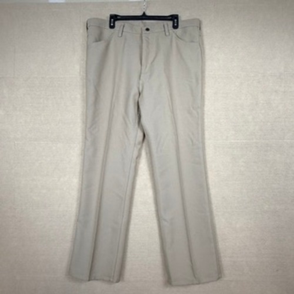 Wrangler Wrancher Dress Jeans Mens 40x32 Tan Beige Western Flare Pants Trousers